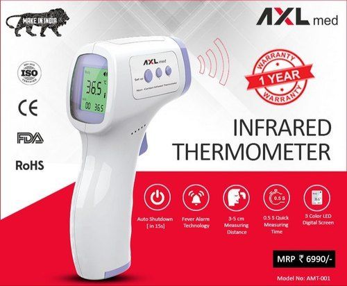 White And Purple Plastic Axl Med Infrared Thermometer With Digital Display