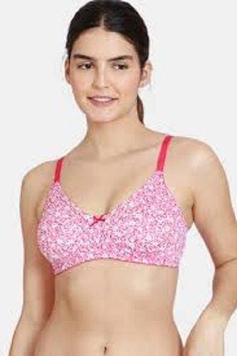 Womens Comfortable And Breathable Pink And White Stylish Cotton Padded Plain Bra 