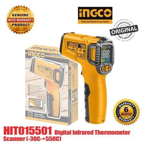 Yellow Ingco 015501 Digital Infrared Thermometer Scanner With Digital LCD Display