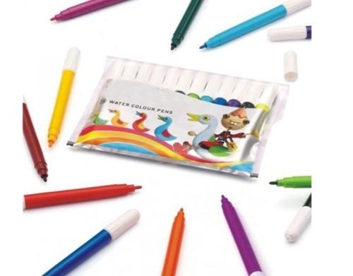 Multicolor 12 Assorted Mini Water Color Sketch Pens For Kids 