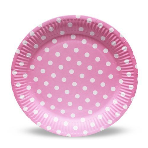 2mm Light Pink Color Printed Disposable Paper Plate With Round Shape