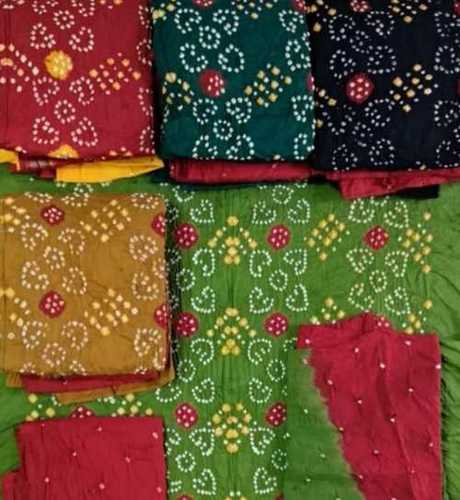 Multicolor Bandhani Dress Material For Party Wear Occasion In Cotton Fabirc