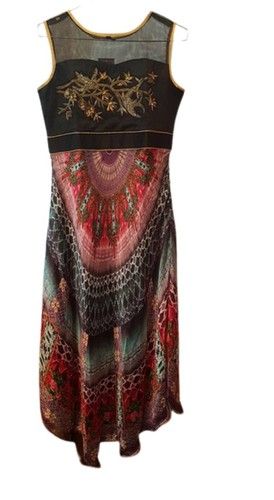 Casual Wear Sleeveless Round Neck Printed Cotton Long Kurti For Ladies Bust Size: 38 Inch (In)