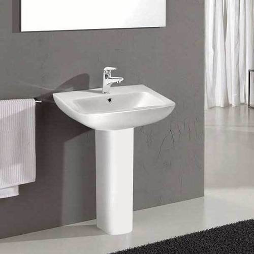 Floor Mounted White Ceramic Wash Basin Used In Hotel, Restaurant, Hotel