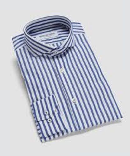 Men Full Sleeves Casual Wear Comfortable Check Blue And White Cotton Shirt Collar Style: Classic