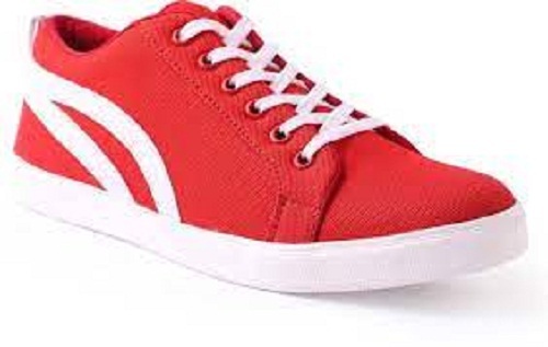 Washable Red And White Color Comfortable Strong Grip Casual Men'S Shoes, With 8-10 Size