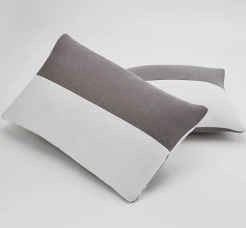 White Plain Rectangular Cotton And Microfiber Pillow, 17x27 Inch Size, Pack Of 2 Pieces