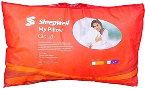 White Plain Rectangular Sleepwell Feather Touch Microfiber Pillow, 17x27 Inch Size