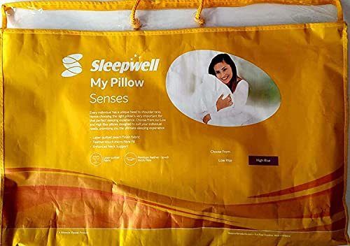 Cotton White Plain Rectangular Sleepwell Fibre Senses Pillow, 17X27 Inch Size