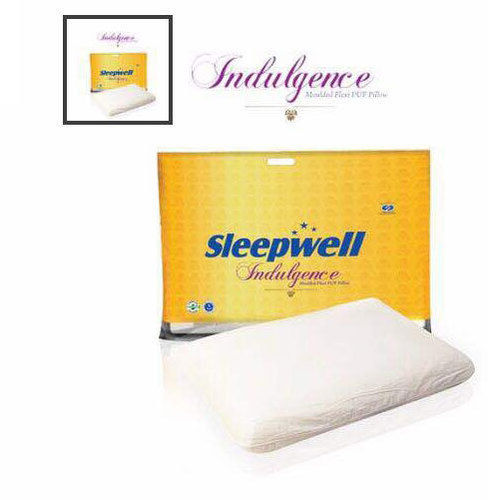 White Plain Rectangular Sleepwell Indulgence Moulded Flexi Puf Pillow, 17x27 Inch Size