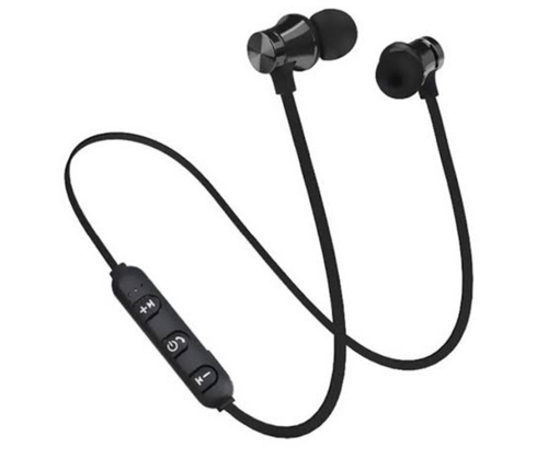 Black Color Av Magnetic Wireless Bluetooth Headset - Plastic Body, Lightweight Design, Noise-Canceling Microphone, 6-Hour Battery Life, Volume Control