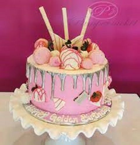 Cake Designer Look Hygienically Prepared Mouth Watering Taste Topping With Ice Cream Balls And Chocolate Sticks