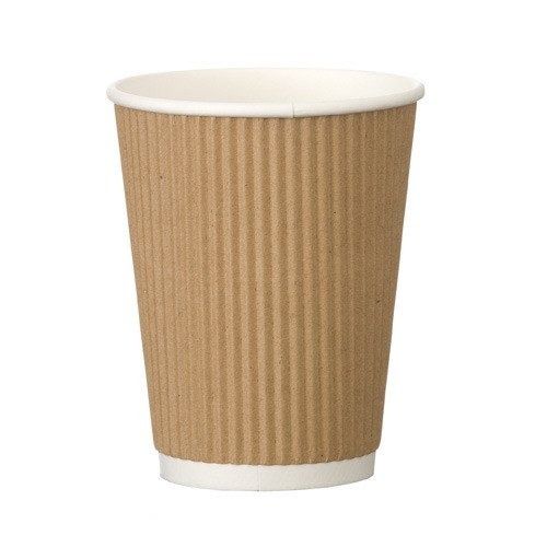 Round Light Weight Brown Ripple Paper Glass And Capacity 200 Ml For Drinking Water 