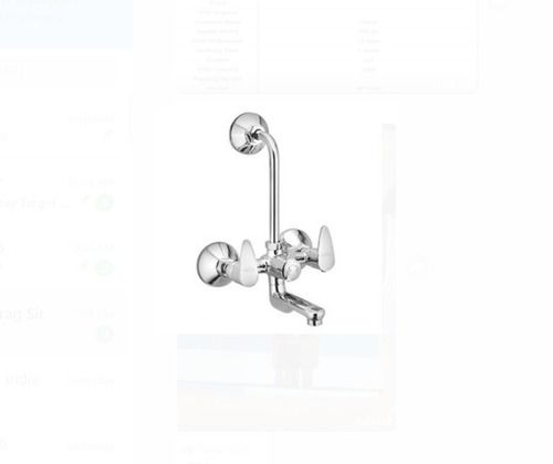 Stainless Steel Material Silver Wall Mixer With L Bend Shape Tap For Bathroom