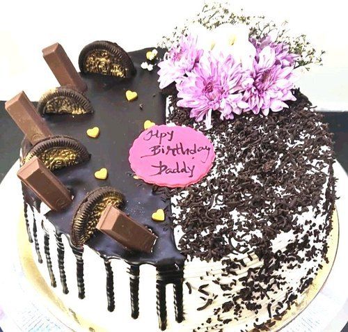 White And Black Forest Chocolate Theme With Flower Cake Additional Ingredient: Anniversaries