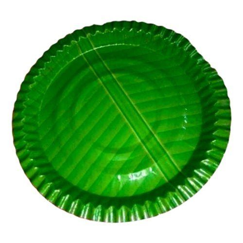 2Mm Green Color Printed Disposable Paper Plate With Round Shape Application: Party