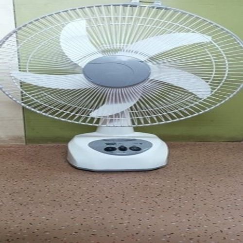 Corrosion Proof Portable White And Grey Color Plastic Material Cooling Table Fan  Blade Diameter: 10 Inch (In)