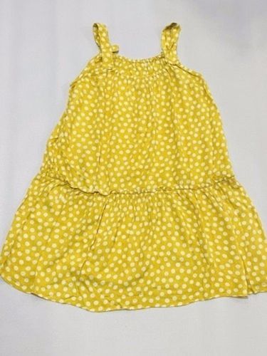 Fine Finish Yellow Color Printed Cotton Sleeveless Frock Western Wear For Kids Age Group: Upto 1 Year