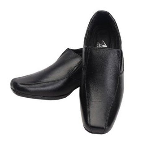 Breathable Flexible And Lightweight Black Semi Round Medium Heel Mens Formal Shoes 