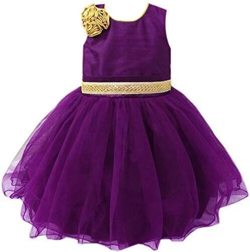 Party Wear Purple Color Chiffon Sleeveless Western Wear Frock For Kids Age Group: Upto 1 Year