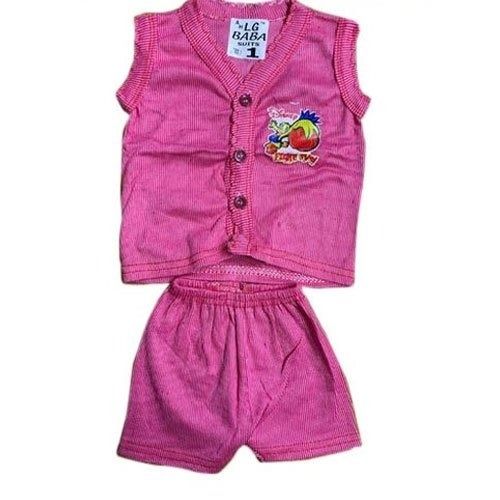 Plain Pink Cotton Short Sleeves Shirt And Pant Kids For Western Wear Age Group: Upto 1 Year