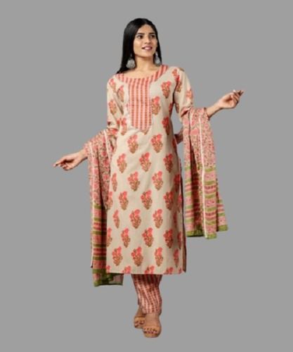 Indian Cotton Casual Full Sleeves Comfortable Designer Cool Stylish Ladies Printed Stitched Suit 