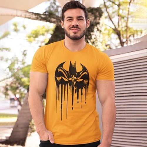 Short Sleeve And Cotton Fancy Dripping Printed Men T-Shirt For Daily Wear Age Group: 18+