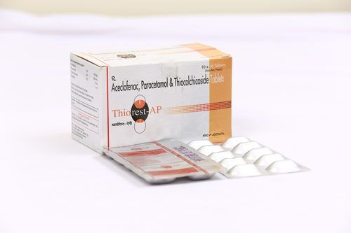 Thiorest-Ap Aceclofenac, Paracetamol And Thiocolchicoside Tablet, 10X10 Alu Alu Age Group: Adult