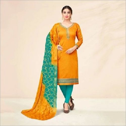 Indian Yellow Color Full Sleeves Designer Cool Stylish Comfortable Ladies Cotton Suit 