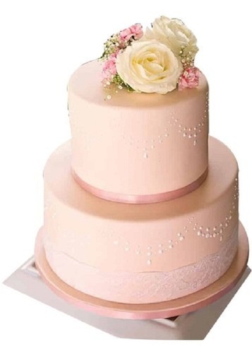 चॉकलेट स्वादिष्ट और मीठा स्वादिष्ट वेनिला गोल फोंडेंट जन्मदिन का केक