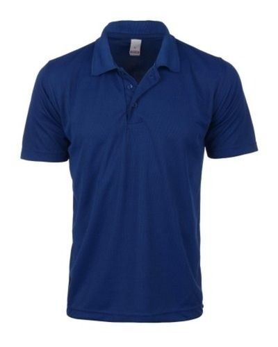 Blue Collar Neck Half Sleeves Plain Casual Mens Cotton T Shirts