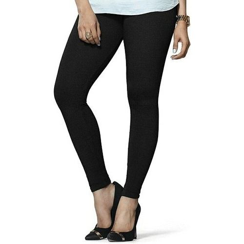 Cotton Leggings - Sizes S to XL, Black Plain Straight Fit | Breathable, Quick Dry, Washable, No Fade