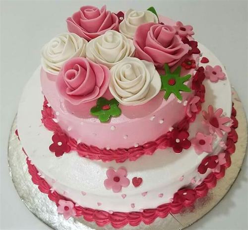 Flower Delicious Yummy And Sweet Tasty Two Tier Strawberry Birthday Cake