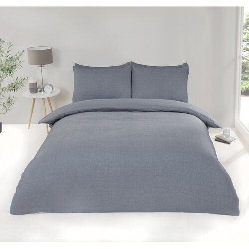 Shrink Resistant 90 X 100 Inch Plain Grey Double Bed Cotton Bed Sheet With Two Pillow Cover