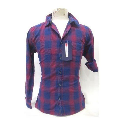 Soft And Comfortable Wear Full Sleeves Blue Checked Casual Wear Mens Stylish Shirts Collar Style: Classic