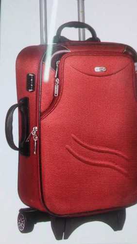 Comfortable Trolley Bag For Travel Purpose In Red Color And Canvas Material