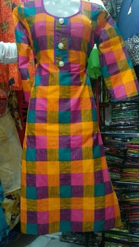 Multi Color Women 3/4 Sleeves And Round Neck Breathable Cotton Beautiful Printed Kurti