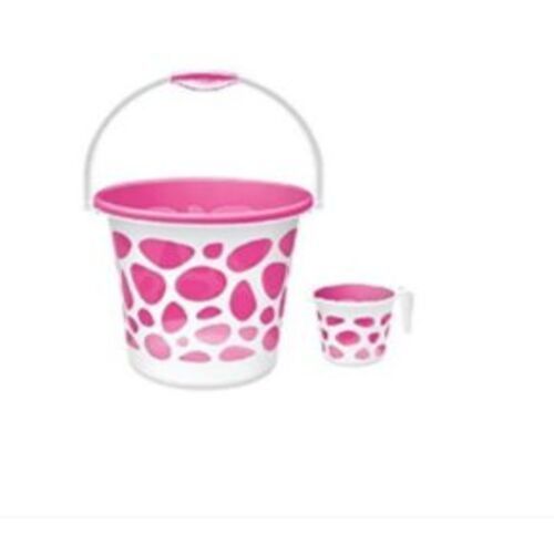  Printed Plastic Bucket And Mug Set For Household And Bathroom Use Length: 220 Millimeter (Mm)