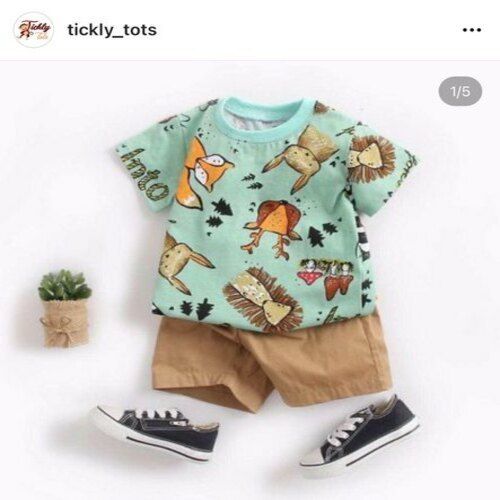 Comfortable And Skin Soft Fabric Short Sleeves Floral Printed Baby Cloth Set