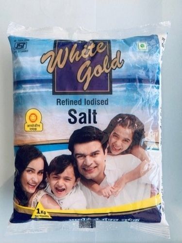 Longer Shelf Life White Gold Refined Iodised Common Salt, Free Flow Refined Oil Pack 1 Kg
