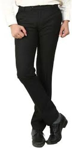 Men's Regular Fit Black Trendy Trousers, Formal Use