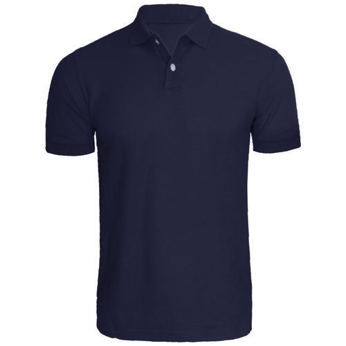 Mens Regular Fit Navy Blue Solid Plain Cotton Polo T Shirt For Casual Wear Age Group: 18+