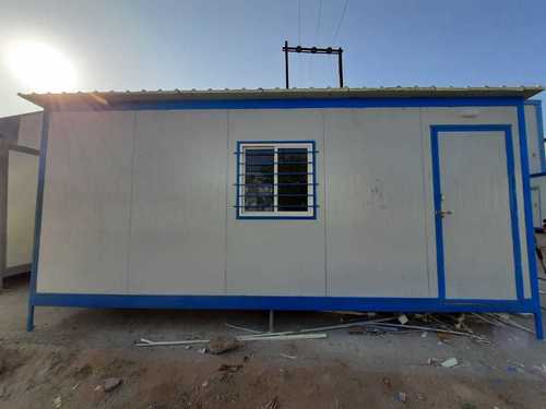 White And Blue Rectangular Shape Color Coated Mild Steel Portable Office Cabin