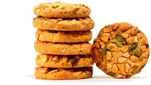 Round Shape Healthy Dietary Fiber And Sweet Tasty Nutritious Dry Fruits Biscuits