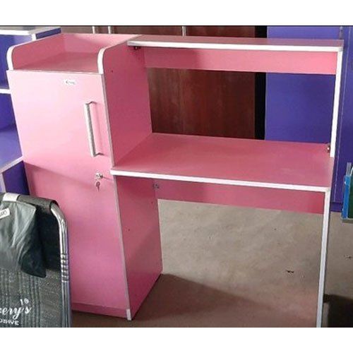 Light Weight Pink Color Plywood Modern Study Table For Office With Single Cabinet