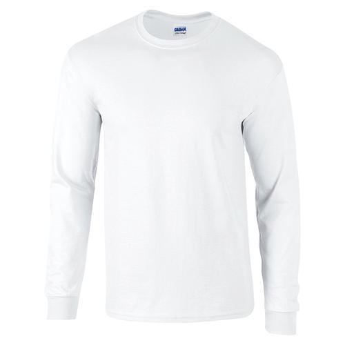  पुरुषों के लिए स्टाइलिश लुक वाली गोल गर्दन और हवा पार होने योग्य प्लेन सफ़ेद फुल स्लीव टी शर्ट