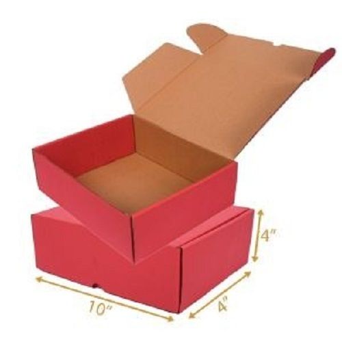 Paper 10X4X4 Inch Size Red Tuck In Flap Mailer Packaging Box For Gift Packaging