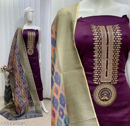 Violet Elegant Beautiful Purple Colour Salwar Suits With Heavy Neck Designs