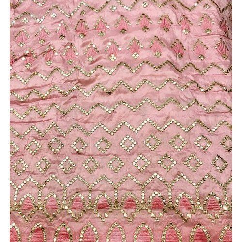 Indian Pink Color Mirror Work Embroidered Georgette Ladies Dupatta For Party Wear