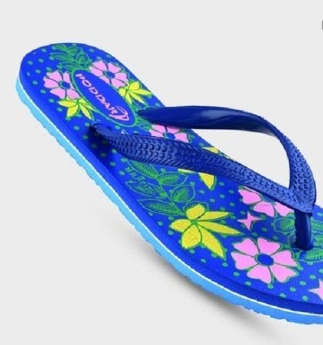 Plastic Blue Green Color Stylish And Comfortable Soft Printed Light Weight Ladies Hawai Slipper 